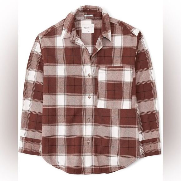 Abercrombie and Fitch Plaid Flannel Oversized Shirt/Shacket Size XL‎ - Picture 1 of 6